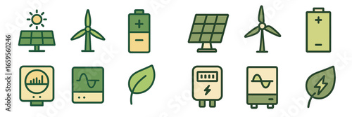 Icons for renewable energy and sustainability concepts