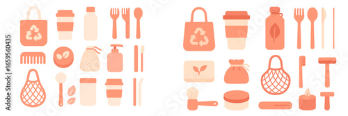 Eco-friendly lifestyle illustration with sustainable items