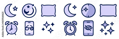 Sleep and night icons in vector style for digital design projects
