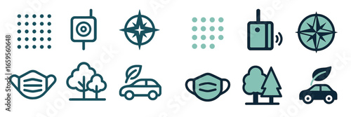 Graphic of eco-friendly safety and nature icons