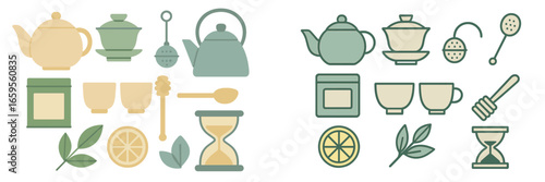 Kitchenware and tea accessories vector illustration for tea lovers