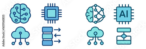 Modern technology icons representing artificial intelligence concepts