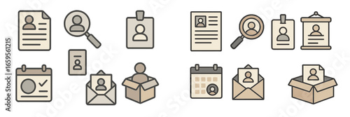 Illustration of various document and identity-related icons