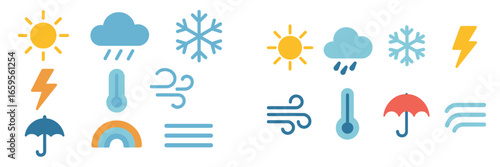 Weather symbols showing seasons and atmospheric conditions