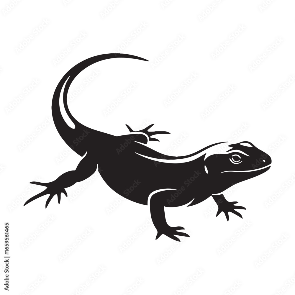 Fototapeta premium Noble Lizard Silhouette Capturing Strong Reptile Claw Detail – Lizard Vector Artwork – Lizard Illustration – Silhouette of Lizard – Reptile Silhouette