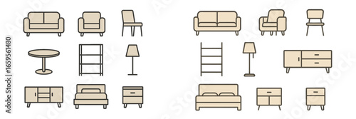 Minimalist vector furniture collection for modern interiors