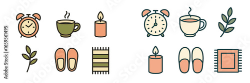Cozy morning routine with elements for relaxation and comfort