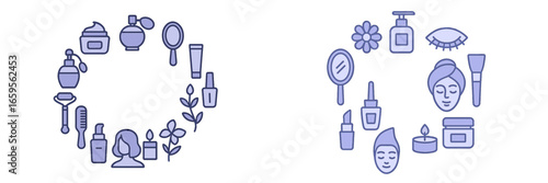 Beauty products and tools in a tidy vector illustration design