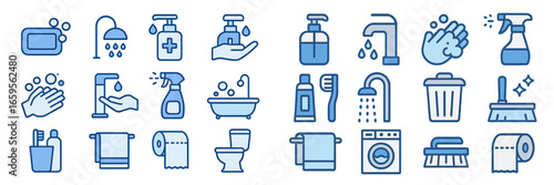 Cleaning supplies and hygiene items graphic vector illustration