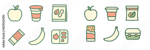 Healthy food icons for balanced diet and nutrition concepts