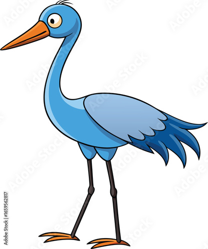 Vector blue cartoon bird illustration