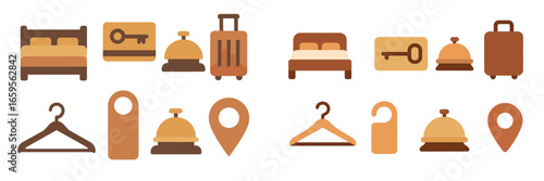 Icons of hotel amenities and essentials for travelers