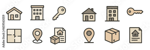 Vector illustration of various real estate icons for home and property