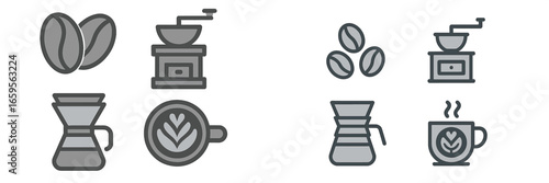 Coffee brewing elements in a vector illustration style
