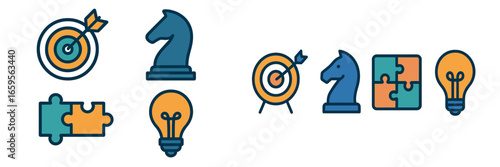 Strategy and creativity in business illustrated with vector designs