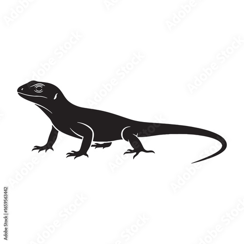 Elegant Lizard Silhouette Capturing Sleek Reptile Outline – Lizard Vector Template – Lizard Illustration – Silhouette of Lizard – Reptile Silhouette
