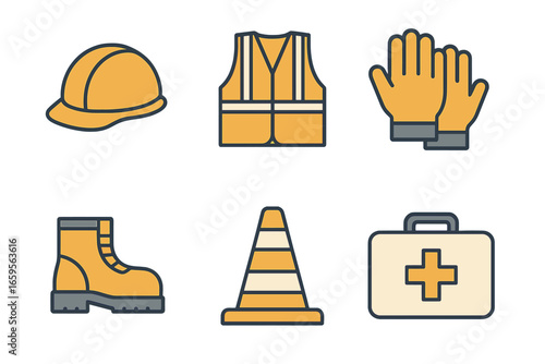 Construction safety gear collection for job site protection