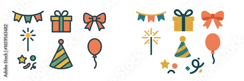 Colorful party elements for festive celebrations and events