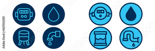 Vector illustration of water management icons on a clean background