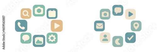 Vector art of social media icons in a circle