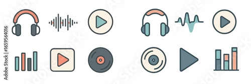 Music icons vector illustration for digital use