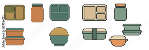 Variety of containers for food storage and meal prep