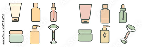 Vector illustration of skincare products in pastel colors