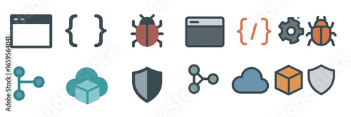 Vector illustration of technology icons for software development use