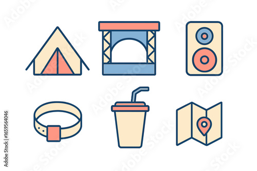 Vector illustration of camping elements for outdoor activities