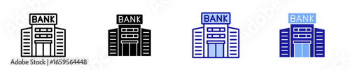 Bank  Icon Set Multiple Style Collection