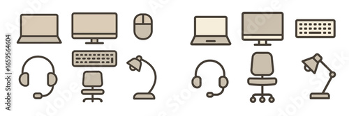 Various work desk equipment for modern office environments