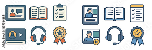 Engaging set of educational icons for digital learning materials