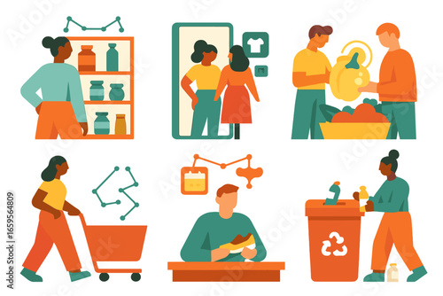 Modern vector art depicting daily activities