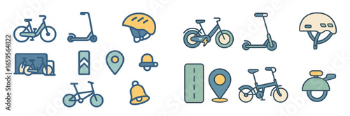 Wallpaper Mural Vector illustration of bicycles and scooters for urban transport Torontodigital.ca