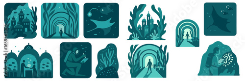 Explore enchanting underwater worlds in vibrant vector art