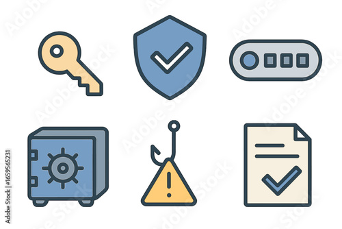 Security icons representing safety measures and protection system