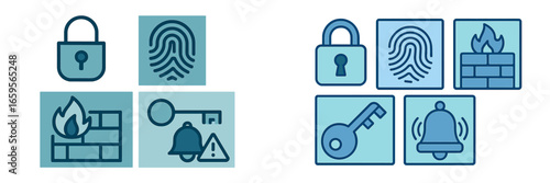 Security icons representing protection and safety measures