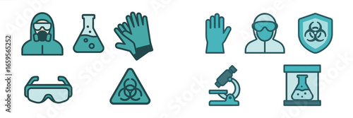 Vector art of research safety equipment and gear