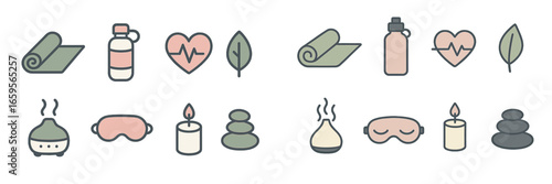 Wellness and self-care icons for a healthy lifestyle concept