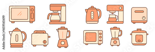 Kitchen appliances collection in vector style for modern homes