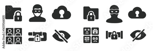 Vector illustration of security icons for data protection concepts