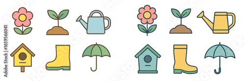 Vector illustration of gardening elements in a colorful design