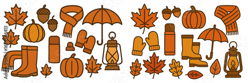 Seasonal autumn elements in a vector illustration style