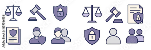 Legal symbols and icons representing justice and security concepts