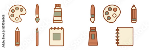 Colorful vector design of art supplies and tools