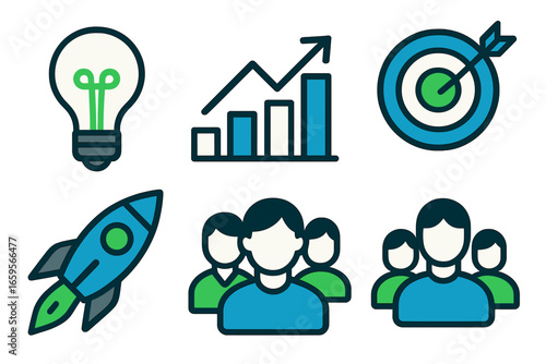 Vector illustration of business growth ideas and teamwork concepts