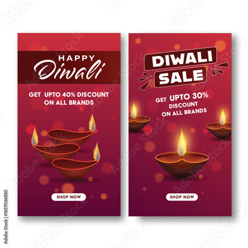 Diwali Sale Template Set with Special Offers for Social Media Promotion.