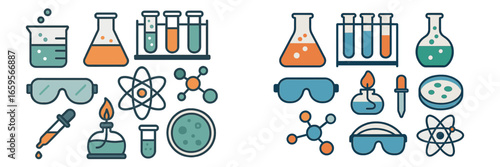 Vibrant vector illustration of lab equipment and tools