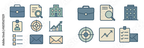 Business icons representing management and organization in modern work