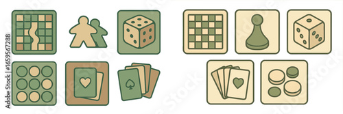 Vector illustration of tabletop games and playing cards for fun